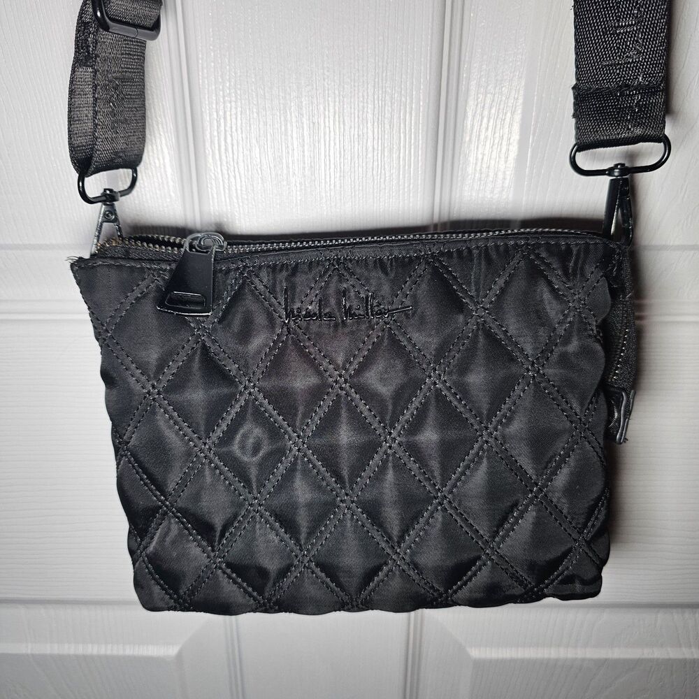 Nicole Miller Black Quilted Crossbody Lots Of Pockets - Picture 3 of 12